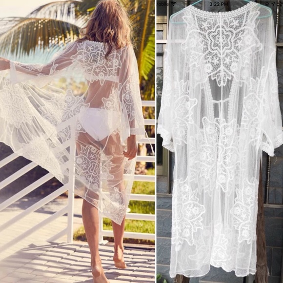 New! HOST PICK❤️Santorini white sheer swim cover - Picture 3 of 4